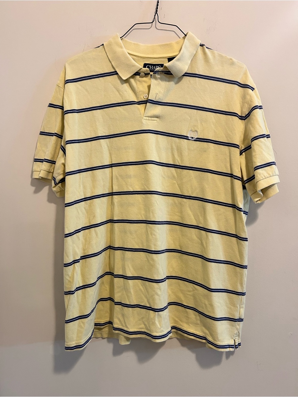 Chaps Yellow‎ Polo with Navy Stripe